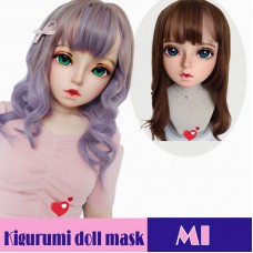 (Mi)Crossdress Sweet Girl Resin Half Head Female Kigurumi Mask With BJD Eyes Cosplay Anime Doll Mask